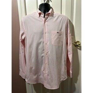 Vineyard Vines Classic Fit Tucker Shirt Mens Small Pink Gingham Long Sleeve